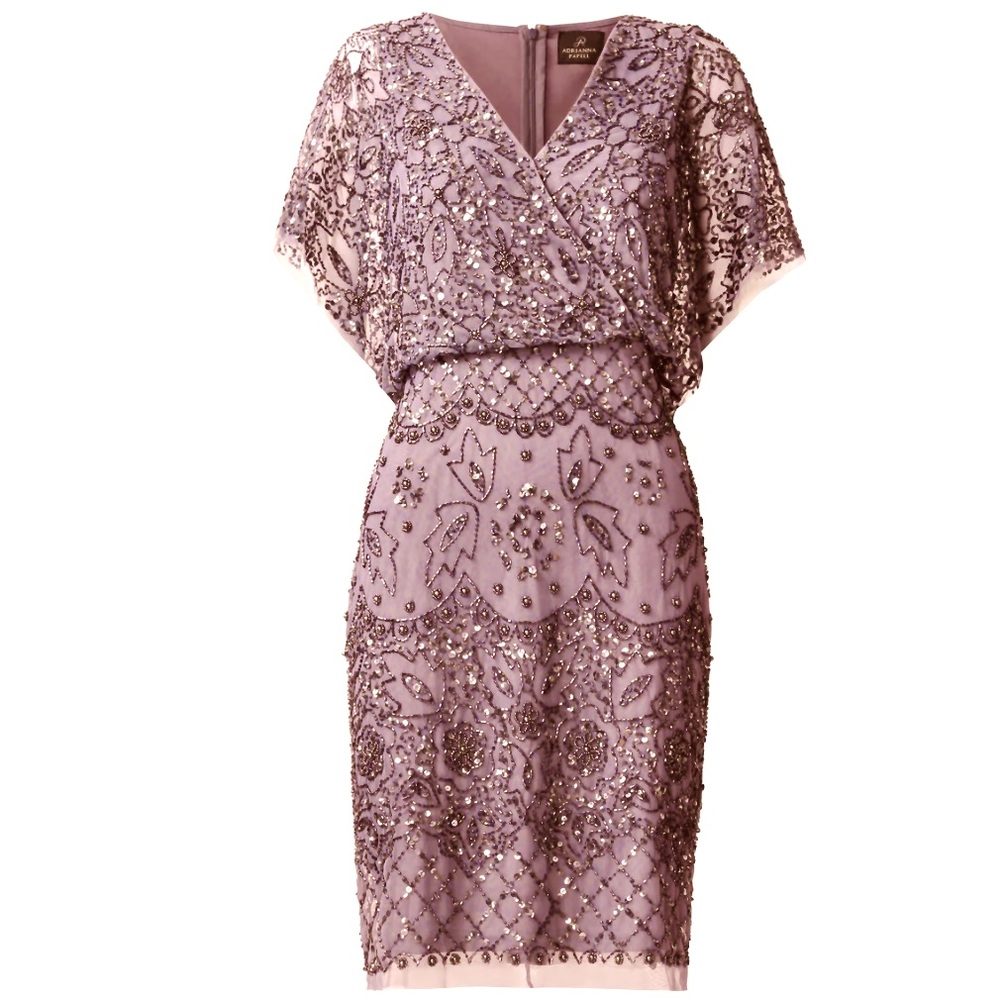 Cocktail Party Dress, Pink Beaded Dress